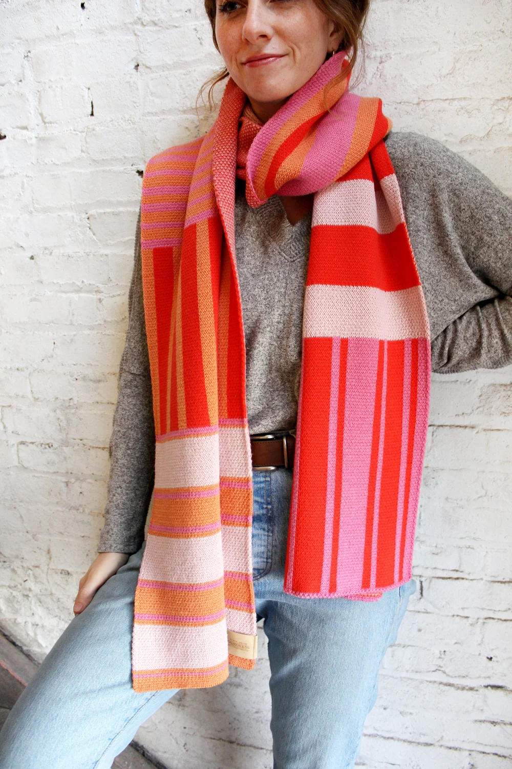 PATCHWORK MIXED STRIPE MERINO WOOL COZY SCARF — Calhoun & Co.